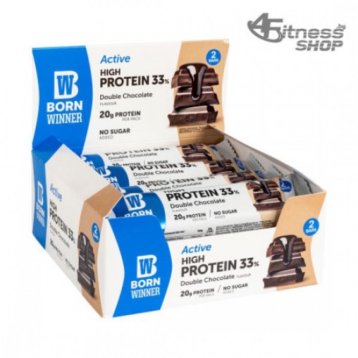 BORN WINNER Active High Protein Bar 33% Double Chocolate 12x60 гр